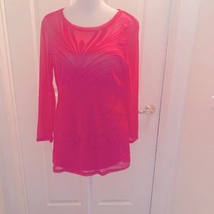 NWOT Pretty In Pink Embroidered Embellished Top Size L
